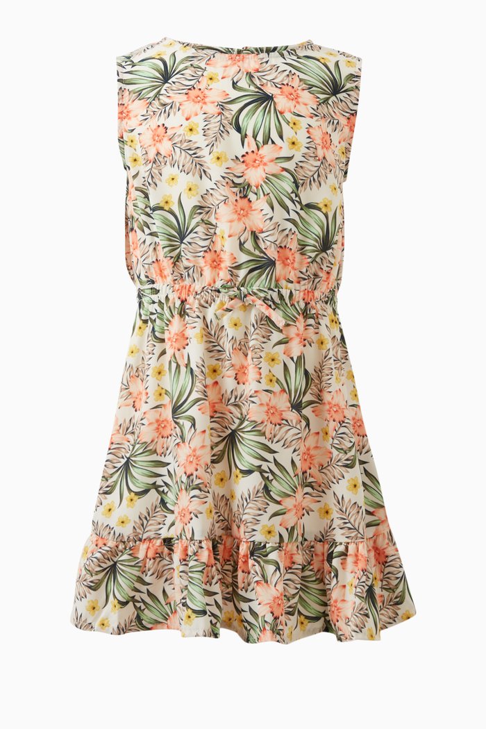 

Spencer Tropical Print Dress in Recycled Polyester, White