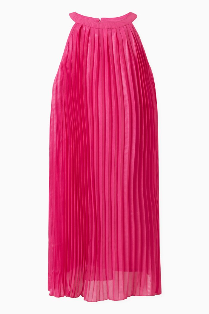 

Pleated Dress in Polyester, Pink