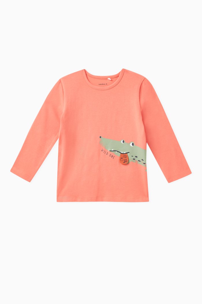 

Graphic Print Top in Cotton, Orange