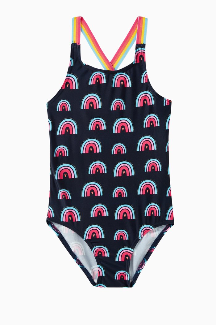 

Rainbow-print One-piece Swimsuit in Polyamide, Blue