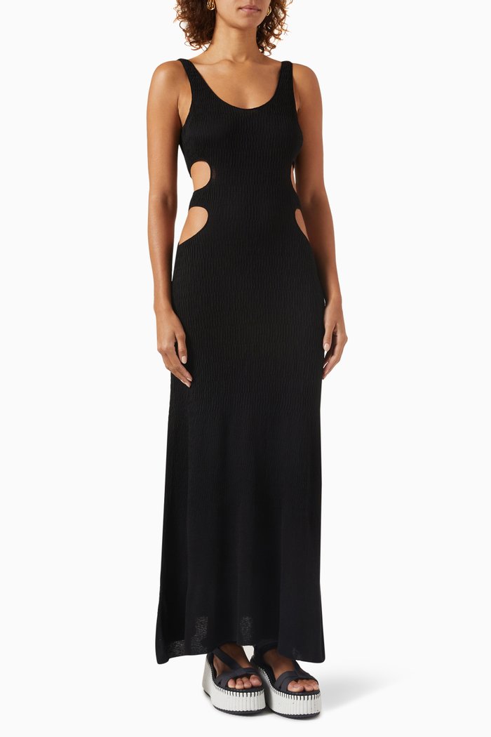 

Tank Top Maxi Dress in Silk-blend, Black