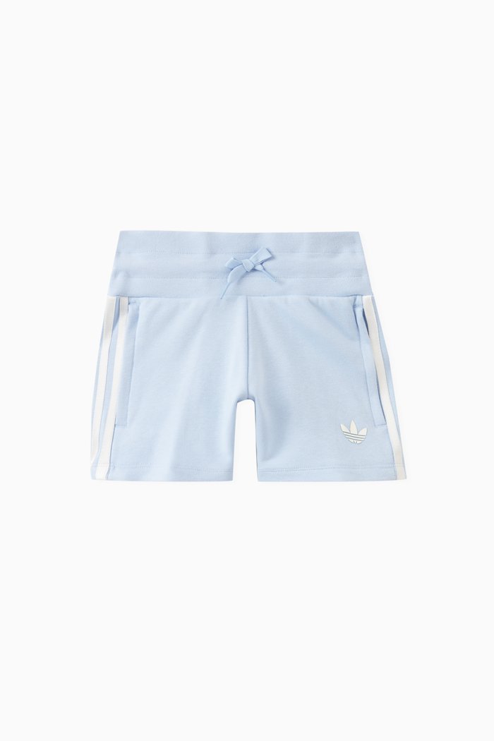 

Three-stripes High-Waist Shorts in Cotton Blend, Blue