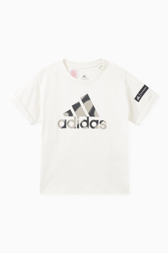 

x Marimekko Graphic Logo Print T-shirt in Cotton Jersey, Neutral