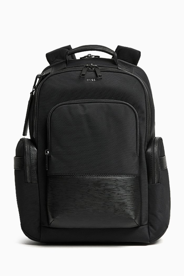 

Structured Zip Backpack in Nylon, Black