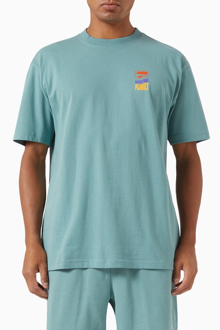 

Downtown Graphic T-shirt in Recycled Cotton Blend, Blue