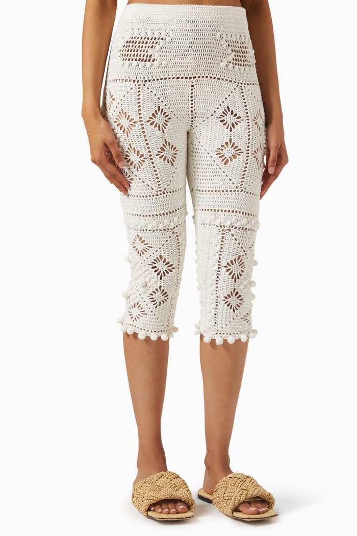 

Wonderland Crochet Pusher Pants in Crochet Knit, White