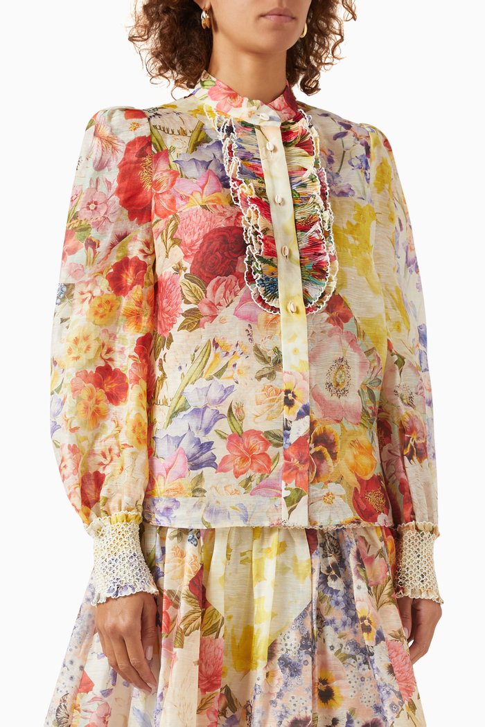 

Wonderland Tuxedo Blouse in Silk-linen Organza, Multicolour