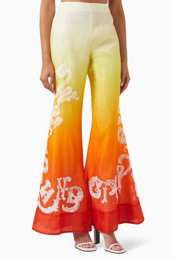 

Wonderland Wide-leg Pants in Silk-linen Blend, Multicolour