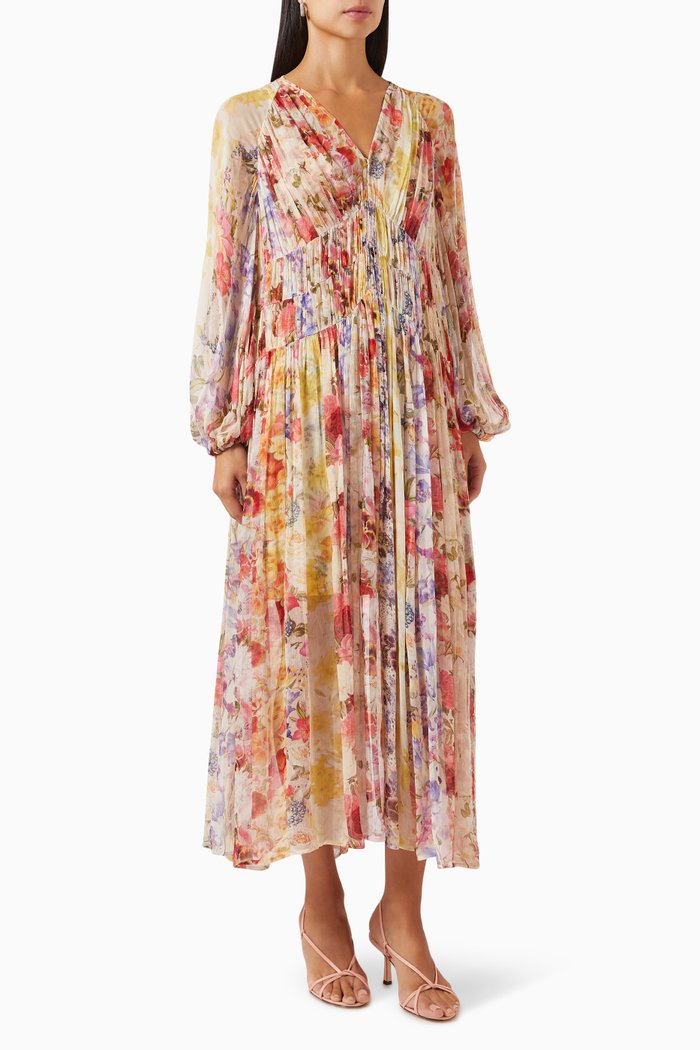 

Wonderland Floral Midi Dress in Georgette, Multicolour