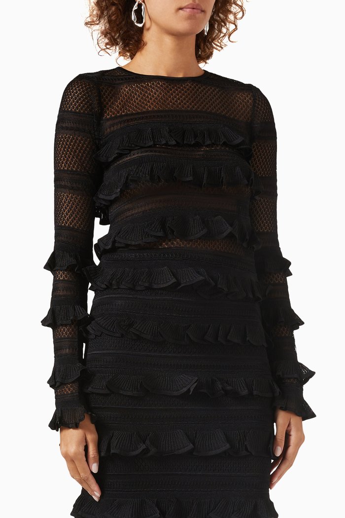 

Wonderland Frill Top in Viscose, Black
