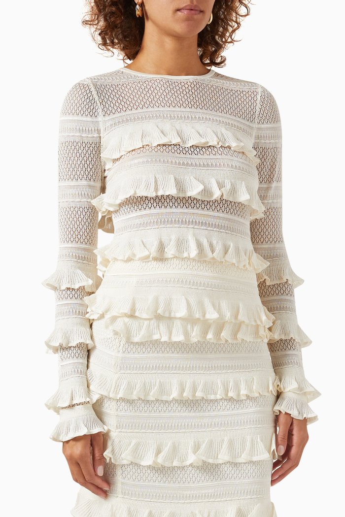 

Wonderland Frill Top in Viscose, Neutral