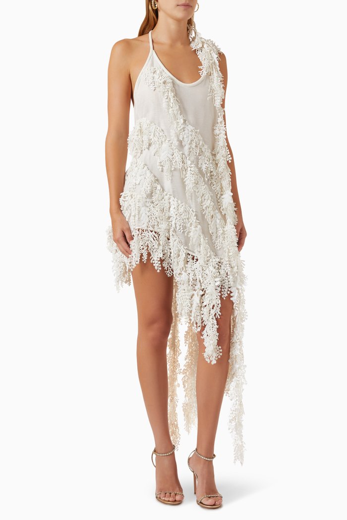 

Tama Sequined Tank Dress in Silk-linen Blend, White