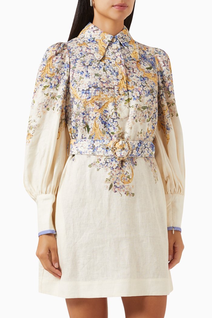 

Tama Tunic Mini Dress in Linen, White