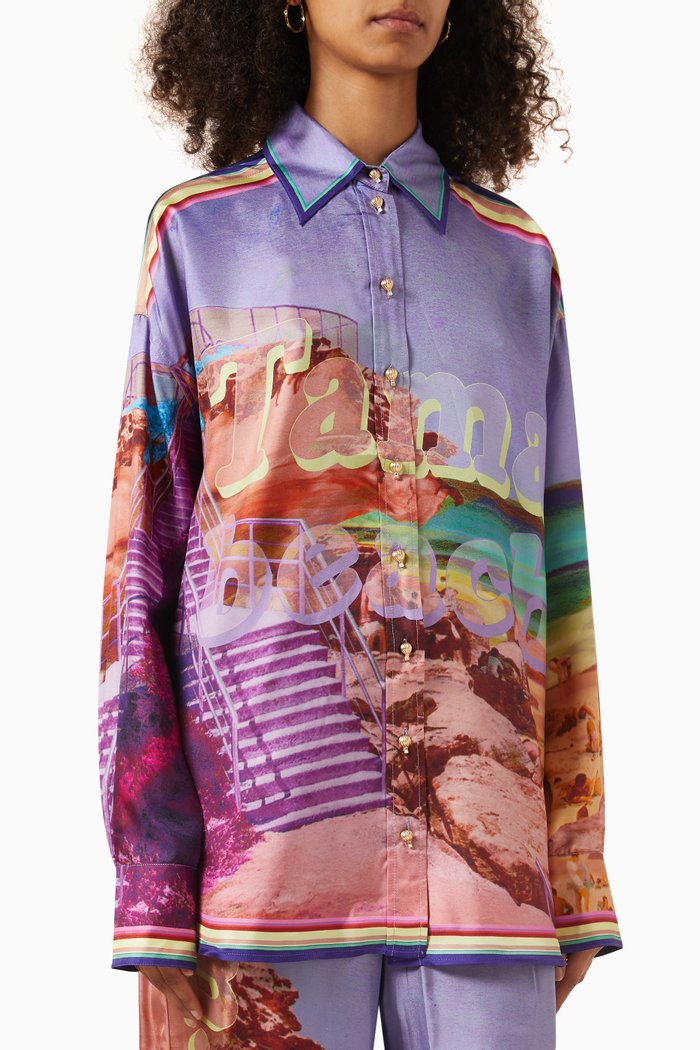 Tama Oversized Shirt in Silk, Multicolour