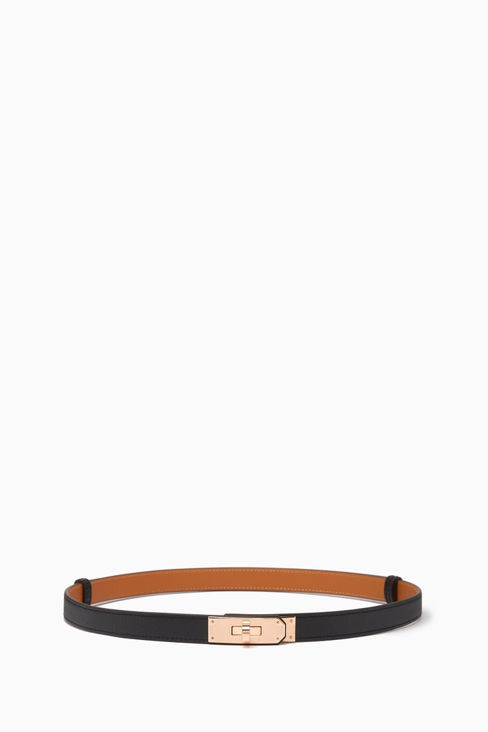 

Unused Kelly Belt in Epsom Leather & Rose Gold Hardware, Black