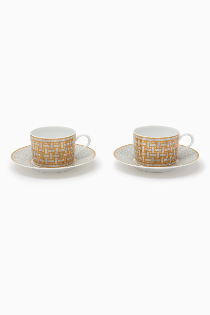 

Unused Mosaique Au 24 Gold Tea Cup Set in Porcelain, Yellow