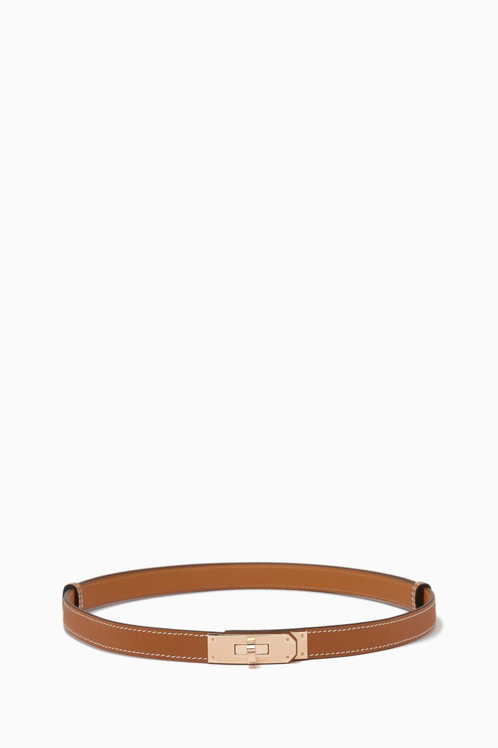 

Unused Kelly Belt in Epsom Leather & Rose Gold Hardware, Brown