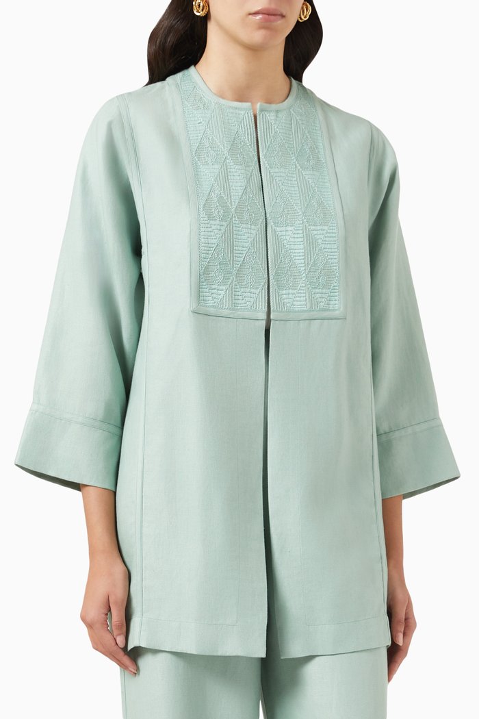 

Christa Jacket in Linen-canvas, Blue