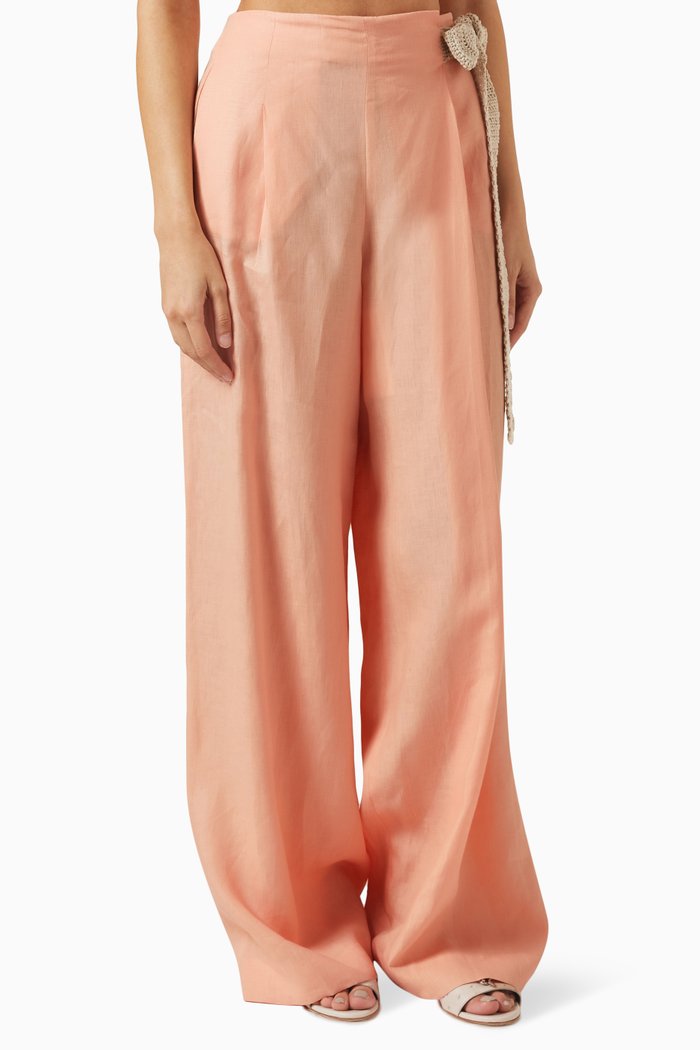 

Riwan Wide-leg Pants in Linen, Pink