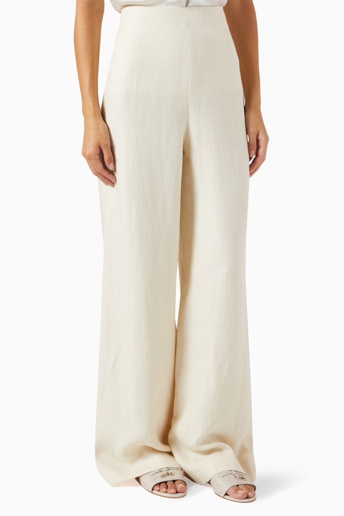 

Aiden Wide-leg Pants in Linen-crêpe, Neutral
