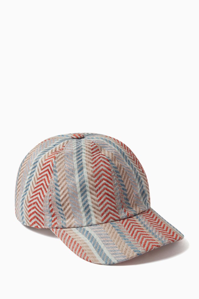 

Striped Baseball Cap in Linen, Multicolour
