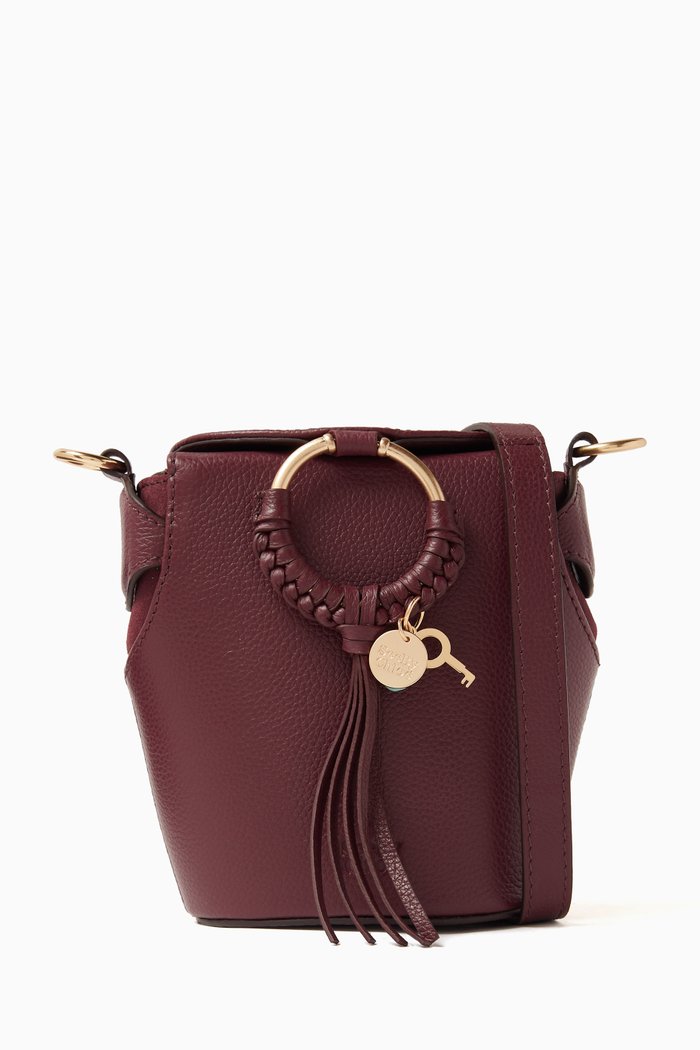 Joan Box Bag in Grained Cowhide & Suede, Brown