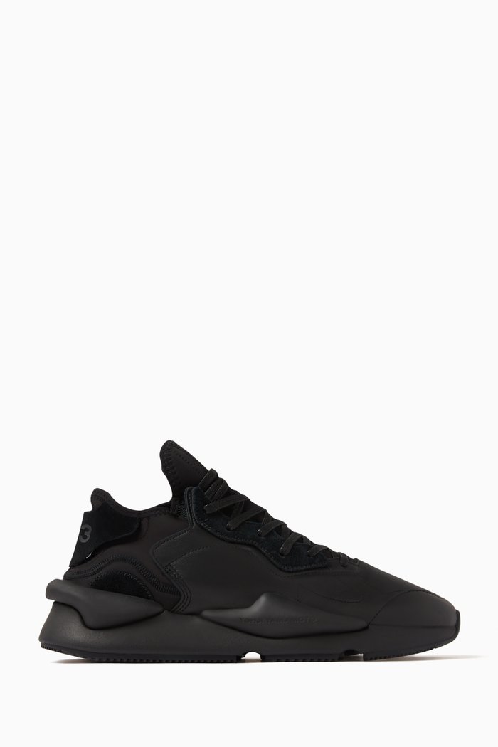 

Y-3 Kaiwa Sneakers in Leather & Neoprene, Black