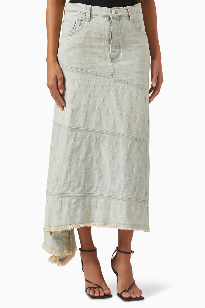 

The Monogram Denim Skirt in Cotton, Blue