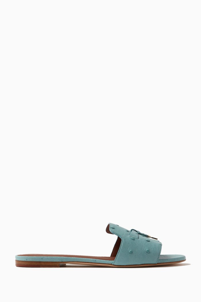 

Summer Charms Flat Sandals in Ostrich Leather, Blue