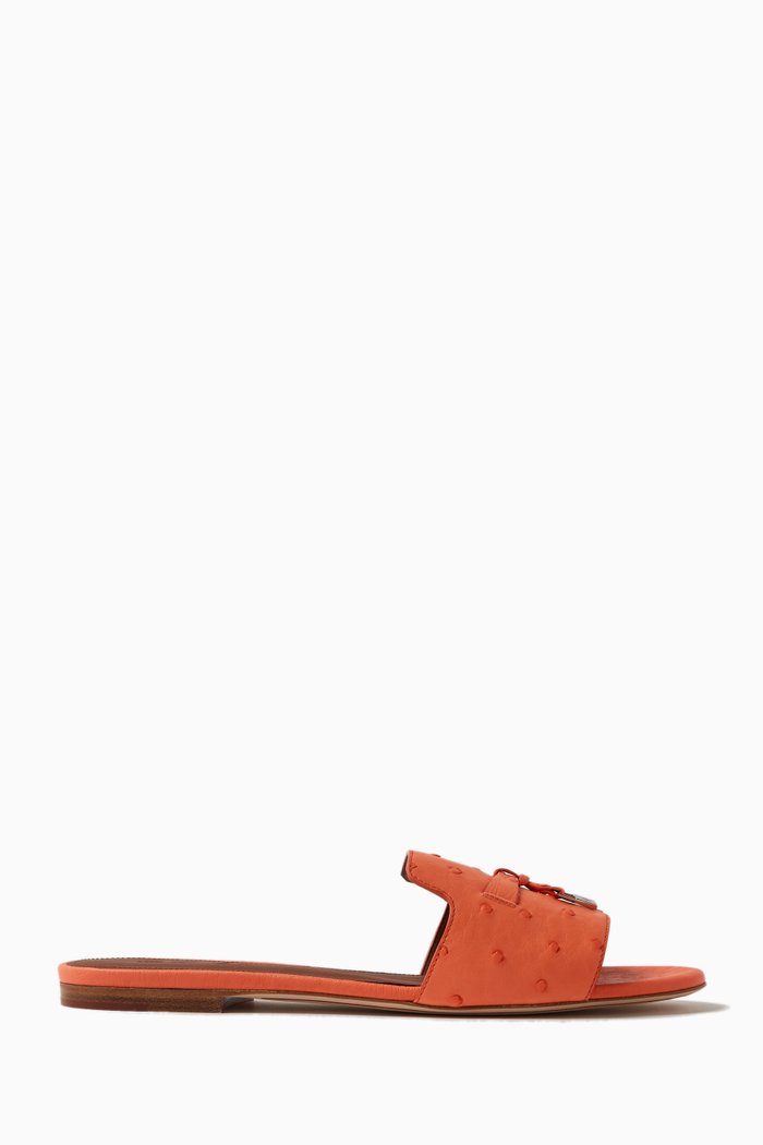 

Summer Charms Flat Sandals in Ostrich Leather, Orange