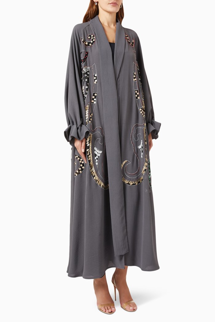 

Embellished Abaya, Grey