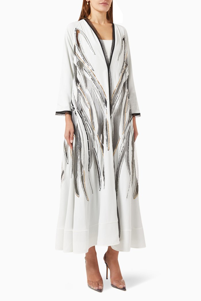 Mesh Abaya, White