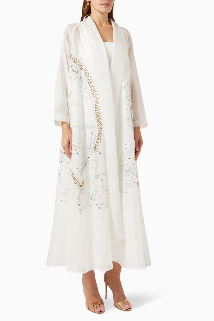 

Embellished Abaya, White
