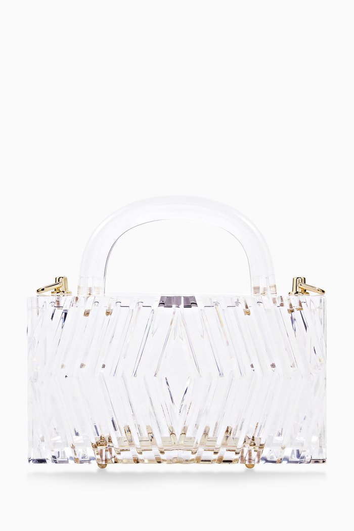 Lena Top Handle Bag in Acrylic, Colourless