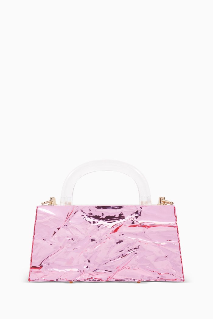 

Eva Crushed Ice Top Handle Bag in Acrylic, Pink