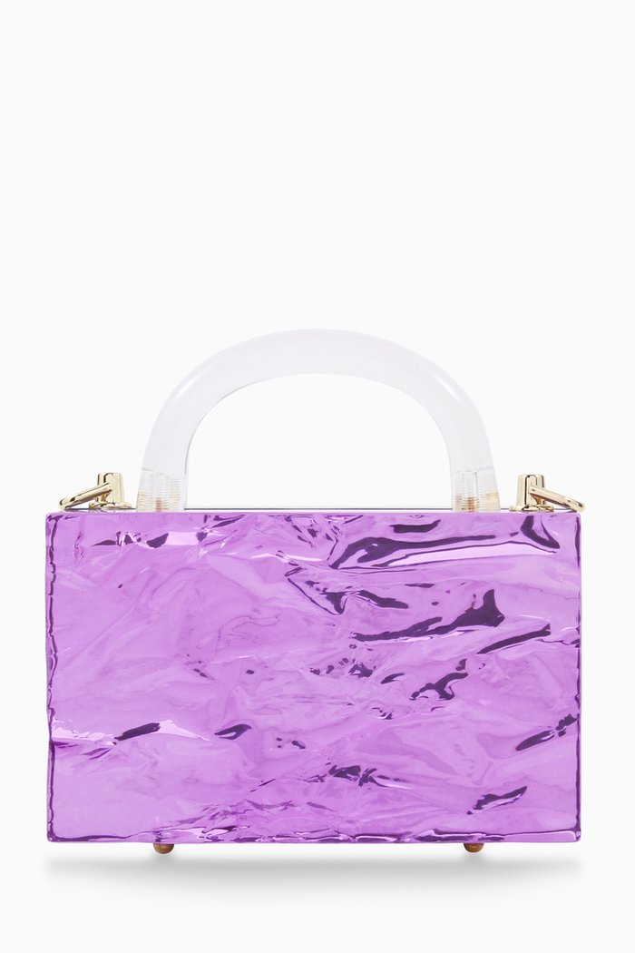 

Mini Leon Crushed Ice Top Handle Bag in Acrylic, Purple