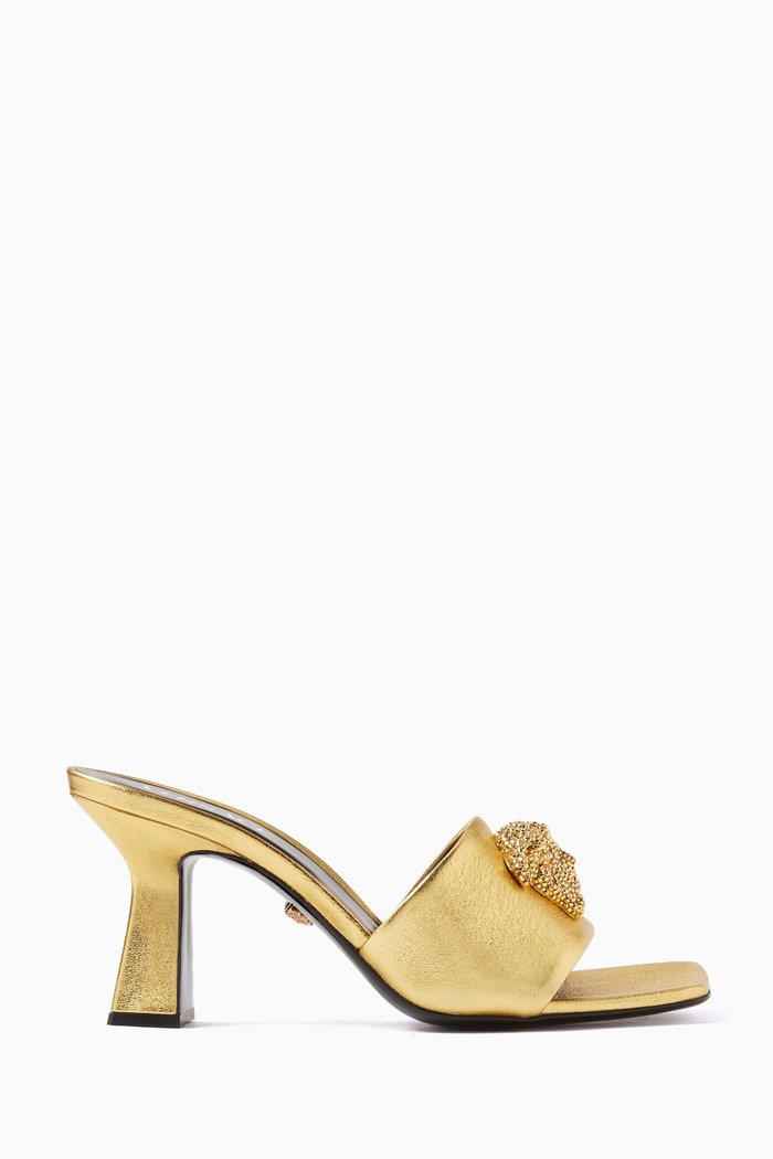 

La Medusa 70 Crystal-embellished Mule Sandals in Leather, Gold