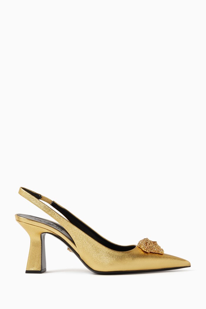

La Medusa 70 Slingback Pumps in Leather, Gold