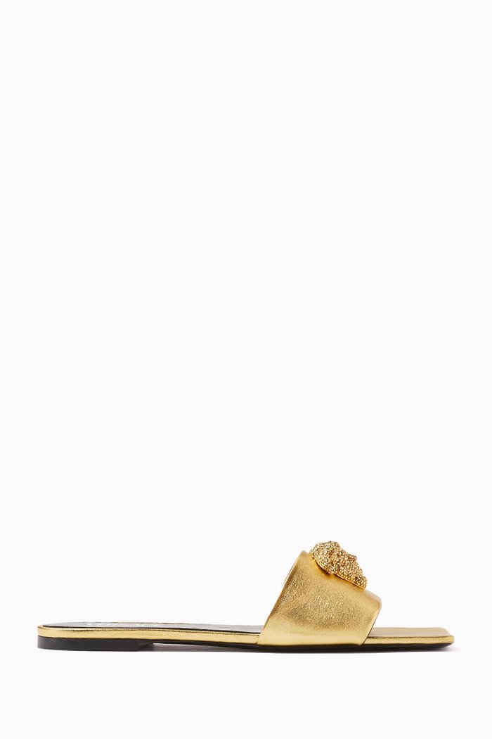 

La Medusa Crystal-embellished Mule Sandals in Leather, Gold