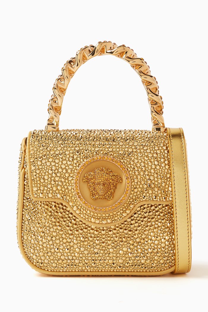

Mini La Medusa Crystal Bag in Metallic Leather, Neutral