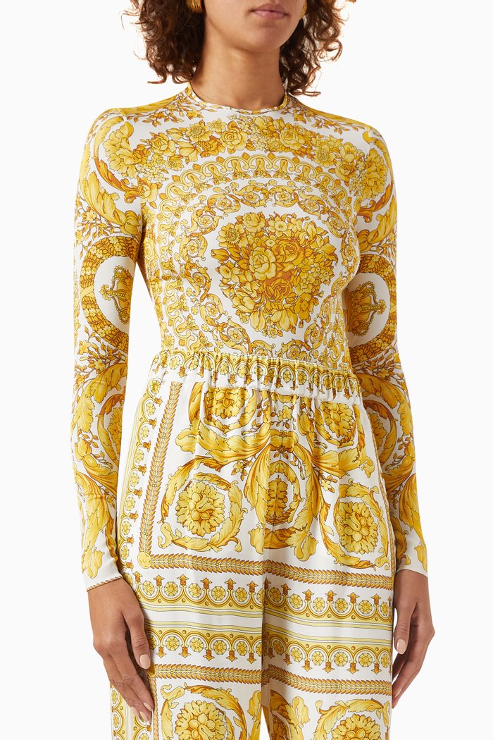 

Barocco-print Bodysuit in Stretch-silk, Multicolour