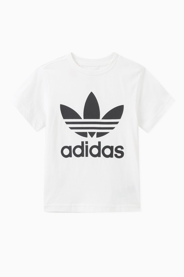 

Trefoil Logo Print T-Shirt in Cotton Jersey, White