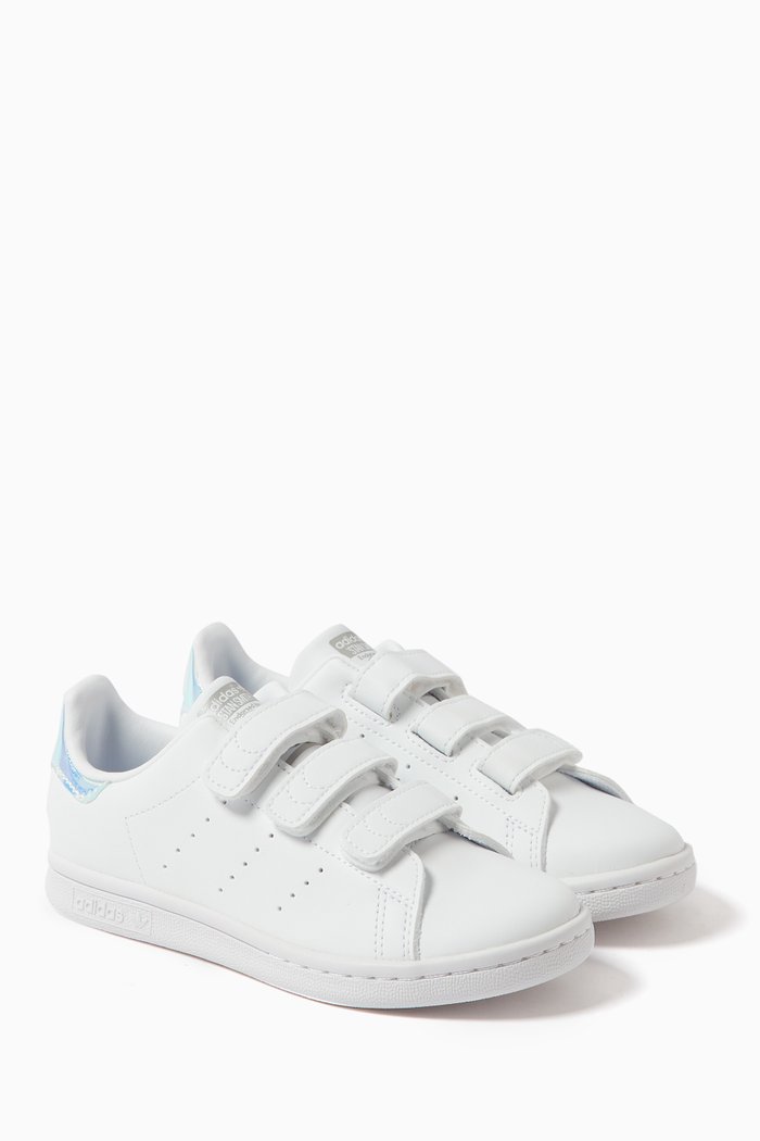

Stan Smith Sneakers in Faux Leather & Primegreen, White