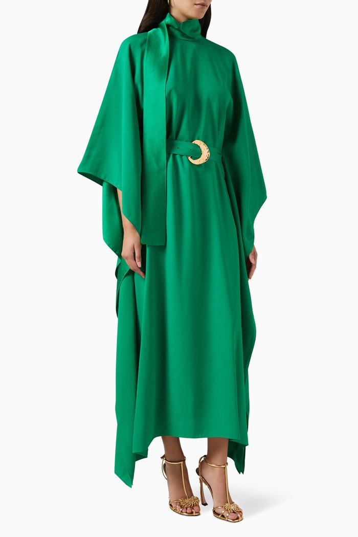 

El Sol Kaftan in Crepe, Green