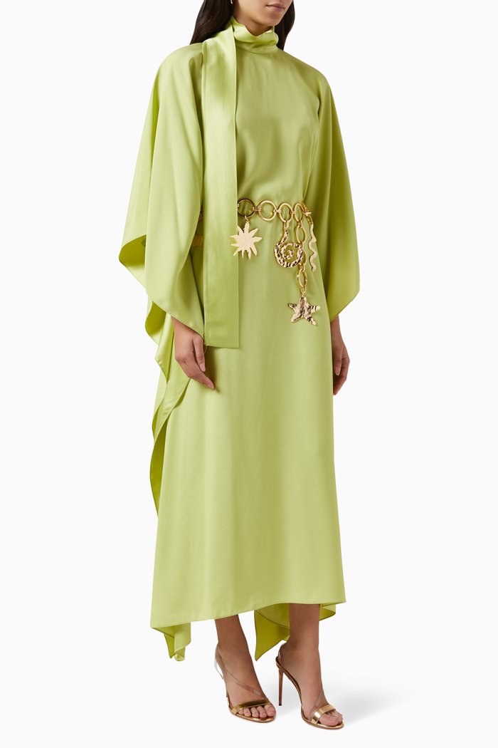 

El Sol Kaftan in Crepe, Green
