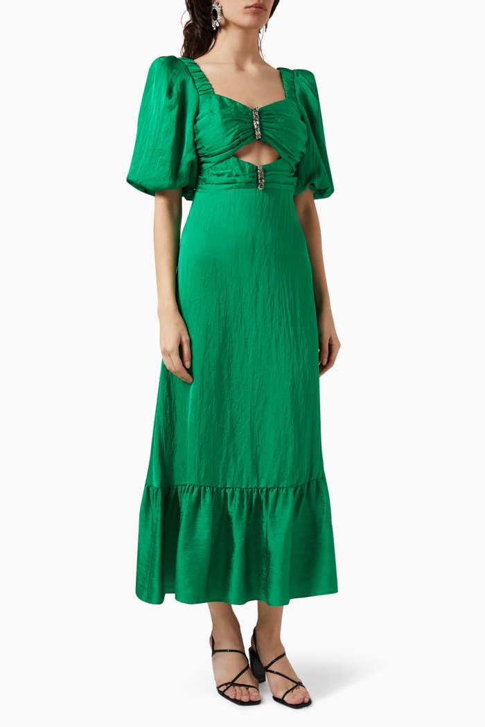 

Falbala Midi Dress in Crepe, Green
