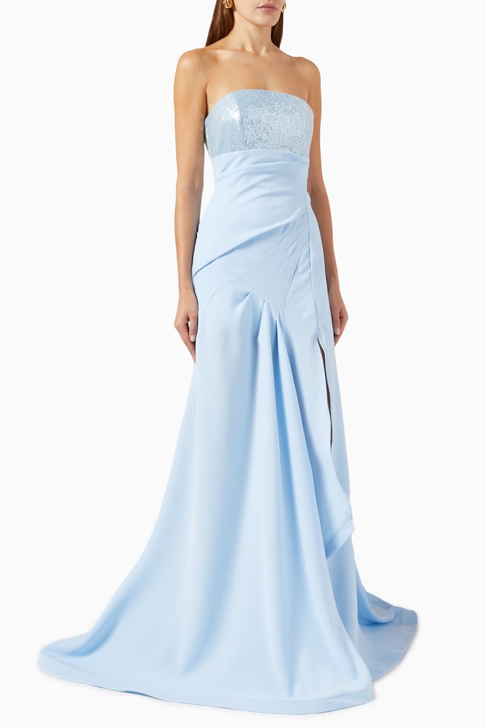 

Draped Bustier Gown, Blue