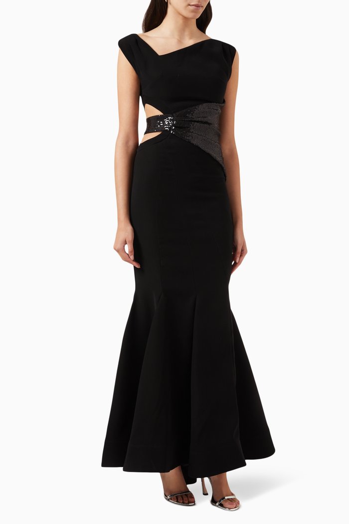 

Cut-out Maxi Dress, Black