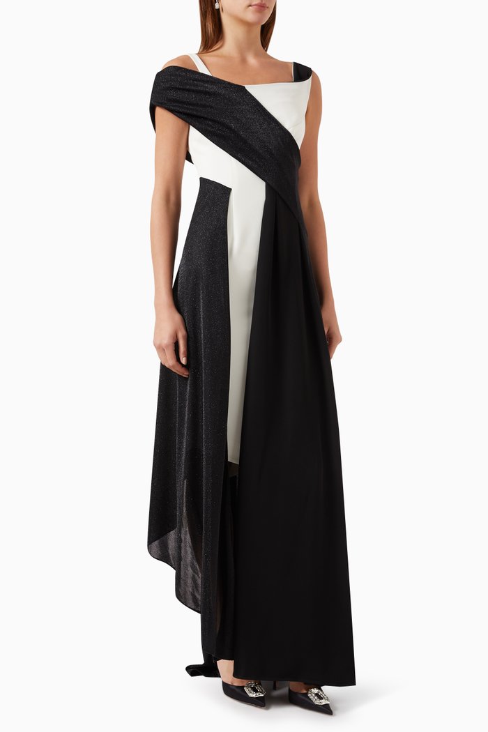 

Asymmetric Draped Dress, Black