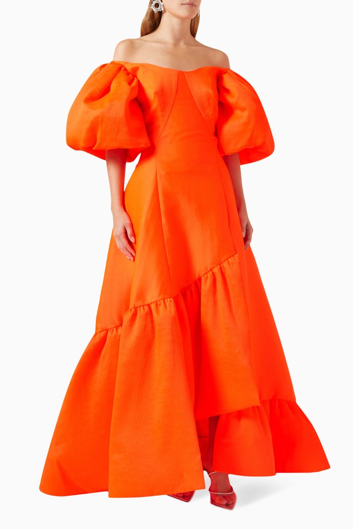 

Selfie Puffed Maxi Gown, Red